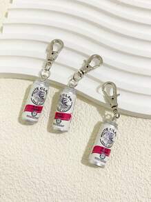 3pcs Cartoon Casual Resin Beer Can Pendant, Keychain For Women, Lobster Claw Keychain, Fashion Jewelry Accessories, Suitable For Bag Decor, Best For Birthday And Holiday Gifts