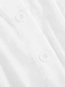 Young Girl's Cute, Stylish Bow Decor White Blouse & Black Pleated Skirt Set, Suitable For Summer Outing, Party, Commuting, Outdoor, And School - White - View 6