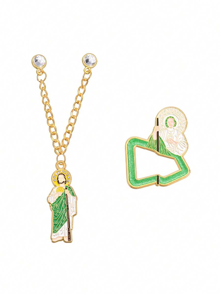 2pcs Golf Hat Clip, Simple Metal Cartoon Pin, Fun Decorative Needle Golf Hat Emblem,Baseball Cap Chain, Creative Saint Brooch,Gift For Friends (Gift Card) ﻿ - Multicolor - View 1