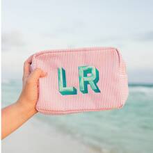 Embroidered Name Makeup Bag, Custom Makeup Bag, Travel Essentials, Corduroy Makeup Pouch Custom, Sanitary Napkin Storage Bag, Bridal Shower Gift,Travel Makeup Bag, Personalized Storage Bag, Makeup Bag, Travel Accessories Multi-Functional,Space-Saving,Letter,Striped Exquisite,Stylish,Tidy,Contracted,Casual,Basics Unique Treasurefinds,Girls Gift,Holiday Gift Ideal Gifts For Her Girlfriend,Family,Friends For Anniversaries