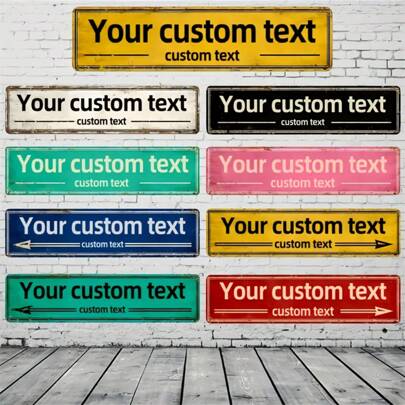 Customized Text Metal Street Sign - Personalized Outdoor And Indoor Wall Art, Vintage Multi-Color Design, Battery-Free Operation, 4x16 Inches, Street Sign, Metal Plaque,Provincial Elegance Living