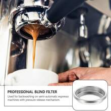 1pc Coffee Machine Blind Filter, 51/54/58mm Stainless Steel Back Flush Insert Blind Filter, Espresso Machines Cleaning Disc, Place Into Portafilter To Backflush Coffee Machine, Coffee Espresso Machine Cleaning Accessories Back To School