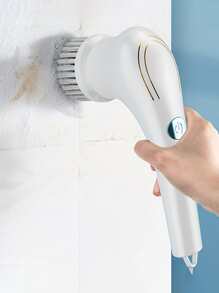 Un cepillo de limpieza inalámbrico de mano con 5 cabezales de cepillo reemplazables con cabezales de cepillo giratorios para usar en baños, bañeras, azulejos de pared, suelos y cocinas.