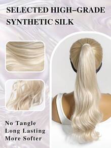 灵活环绕马尾接发 26 英寸浓密长金色马尾接发 100 克卷曲波浪白铂金马尾接发 适合女性日常使用