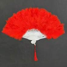 1 pièce Éventail en plumes de mariée avec lettres de perles, éventail en plumes épaissi pour la danse, accessoire photo, éventail publicitaire, fournitures scolaires, rentrée scolaire