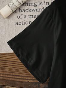 Casual Coffee Letter Print Short Sleeve T-Shirt, Spring/Summer - Black - View 3