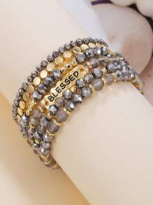 6 件/套波西米亚风格亚克力串珠吊坠多层弹性手链，适合男士和女士、节日、派对、日常穿着和礼物 - 彩色 - 查看 2