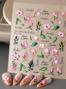 Nail Art Stickers, 4 Vintage Flower Leaf Geometric Patterns, 5D Self Adhesive Foil Stamping Craft Nail Art Stickers & Decals/Nail Art Decoration Set DIY Nail Art Decorations, Nail Art Stickers For Ladies & Girls, Nail Salon, Stationery Stickers, Phone Stickers, Storage Stickers.