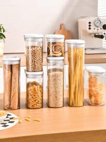 1/4Pcs Storage Containers With Lids, Clear Food Storage Jar For Pantry Cookie Flour Cereal Rice Sugar Tea Coffee Beans Spice, Airtight Food Storage Containers With Lids, Clear Plastic Storage Jars For Dry Food, Leakproof Pantry Organization Containers