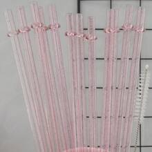 6pcs/12pcs Set Of Plastic Straws, With Straw Cleaning Brush, Pink/Purple/Rose Red Transparent Glitter Straws With Rings, Easy To Clean, Strong Impact Resistance, Reusable Straws, Suitable For 30oz/20oz/16oz Cups, Cups, Water Bottles,School Supplies