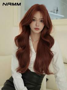 NAMM 28 Inch Long Curly Wigs Wigs For Women, Orange Red Wig Wig With Bangs, Natural Looking Fluffy Very Soft Synthetic Heat Resistant Fiber Full Machine Hair Wig For Girls Daily, Music Festival Party, Cosplay Anime Use, Mother'sdaygifts - Red - View 2