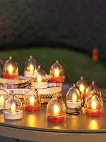 2 件太阳能蜡烛灯，花园用无焰蜡烛灯，露营氛围装饰，防水家用户外别墅阳台花园装饰悬挂树灯，适用于花园、庭院、阳台 - 透明 - 查看 3