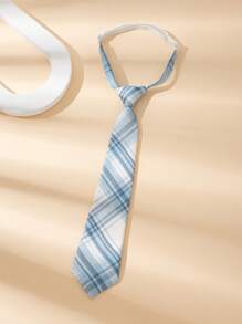 1pc 33cm Checkered Pre-Tied Tie For Teenagers & Children,  Student Necktie With Accessory For Festive Occasions, Performances, Suits & Dress Shirts