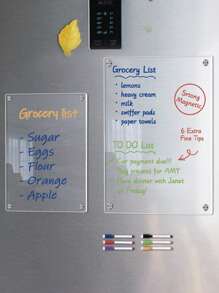 1pc 20*30cm Transparent 3D Magnetic Acrylic Fridge Memo Board, Erasable Handwritten Planner For Weekly & Monthly Use