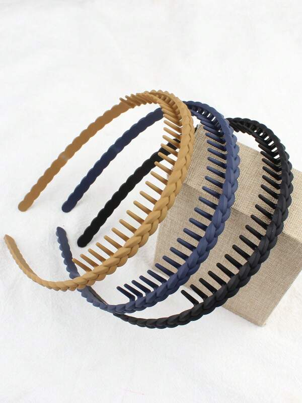 Set de 3 vinchas /diademas trenzadas simples para mujer, con dientes antideslizantes, accesorios para el cabello para lavarse la cara y maquillarse, vinchas, aros para el cabello, diademas con diseño de zigzag
