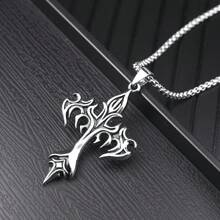 Men's Retro Fiery Cross Pendant Necklace With Fashionable And Cool Design, Suitable For Both Men And Women. Classic Jewelry, Clothing Accessories, Holiday Gifts