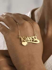 A Personalized Necklace, Custom Heart Name Pendant Necklace - Elegant Heart And Swirl Design, Personalized Fashion Jewelry For Girl, Perfect For Birthdays, Anniversaries And Party Gifts - Multicolor - View 4