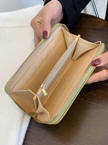 Practical Long Wallet For Daily Use, Simple And Multifunctional - Olive Green - View 7
