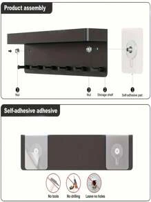 Suporte de Parede para Chaves com 6 Ganchos, Fácil Instalação, Material Plástico Moderno, Adequado para Quarto ou Banheiro para Guardar Chaves e Correspondência Decoração de Banheiro de Casa, Organizador de Banheiro, Volta às Aulas de Verão