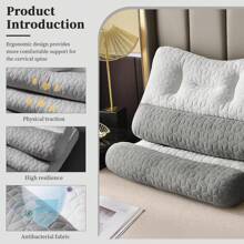 2/4 paquetes de almohada cervical de apoyo de látex, almohada ergonómica para sueño profundo de espalda y hombro, almohada de tracción cervical para dormirde lado