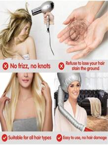 1 pezzo di copricapo regolabile per asciugacapelli in poliestere, intrecciato, inodore, adatto per capelli normali e lisciati, per acconciature, tintura e trattamento dei capelli, portatile, asciugatura rapida