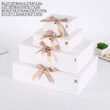 1pc Flip-Cover Kraft Paper Pastry Gift Box With Bowknot, Packaging Box Combo - Flip Bow Paper Box - View 7