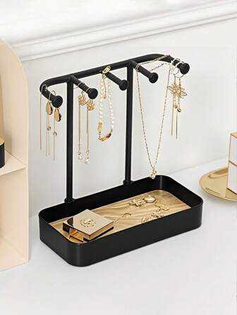 1pc Jewelry Display Stand, Desktop Makeup Vanity Hanging Earring Necklace Bracelet Ring Rack, Entryway Key Holder & Organizer Tray For Jewelry Accessories Back To School