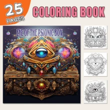 1 本有趣而丰富多彩的着色书，25 页，恶魔之眼系列，胸部，幻影之眼，神秘而迷人，用于放松、缓解焦虑、集中注意力，非常适合新年礼物、生日礼物、节日礼物、派对礼物、圣诞礼物、万圣节礼物、返校礼物、节日派对礼物、办公室、学校用品。