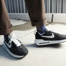 Nike Air Max Dawn Retro Canvas Low-Top Casual Running Shoes, Men, Black - Black - View 7