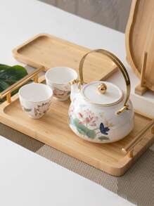 1 pieza Bandeja de vajilla de bambú amarillo, plato rectangular de madera para restaurante, cocina, postre, fruta, café, té, comedor, barbacoa, hotel, bandeja de desayuno en el hogar