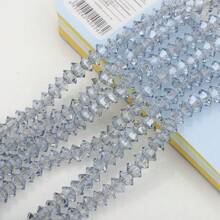 95pcs 6mm Crystal Glass Middle Hole Saucer Beads, Electroplated Colorful DIY Accessories For Shoes, Clothing, Hats, Phone Chains, Jewelry Making