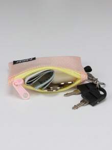 1pc Mesh Zipper Pouch Halter Small Items Organizer Bag, Can Store Coins, Cash, Cards, Lipstick, Keys For Women Wallet Mini Wallet Purse Wallet Wristlet Wallet Coin Wallet Travel Wallet - Multicolor - View 4