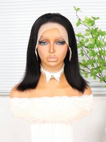 Rabattierte Bob-Perücke aus Echthaar 13x4 Lace Frontal Perücken, Geschenke für Frauen, kurze Glueless Lace Front Bob-Perücke, gerade Haare, vorgerupft, 150 Dichte, Naturfarbe, 8 10 12 14 16 Zoll - SNatural - Übersicht 7