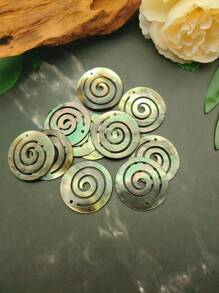 4pcs Natural Mother Of Pearl Charms For Earrings Necklace DIY Making, Black Shell Pendant, Hawaiian Polynesia Shell Beads, Island Jewellery - Black - View 1