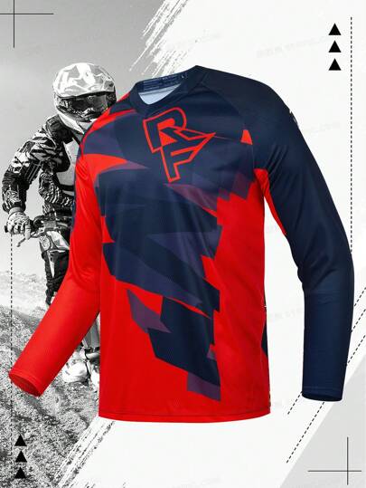 TELEYI Quick Dry Men's Cycling Jersey With Graffiti Print - Moisture Wicking And Breathable Long Sleeve Shirt For Sports And Riding