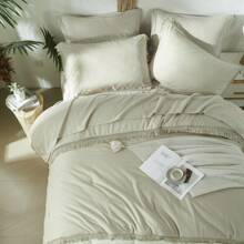7 Pieces (Full/Queen/King) Elegant Bed In A Bag Comforter Set, Twin(5 Pieces),Stylish Solid Comforter, Soft Microfiber, Comfortable And Warm, Cloud-Like Soft Bedding Set, Bedroom Decor For Spring/Summer/Autumn/Winter, Ideal Gift - 卡其色 - 查看 5