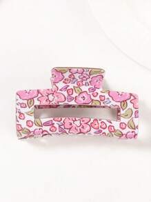 1Pc New Cute Floral Hair Clip - Women's PVC Hair Accessory, Bright Floral Pattern, Medium Size, Perfect For Fashionable Hair Management