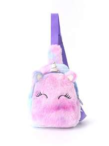 1 Piece Per Pack, Winter Cartoon Unicorn Children'S Chest Bag, Cute Girls' Single Shoulder Crossbody Bag, Colorful Plush Storage Bag