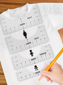 4pcs T-Shirt Ruler Guide Alignment Tool, Sewing Supplies Accessories, V-Neck Round Ruler, Suitable For Teenagers And Adults, Clothing Measuring Tool - Multicolor - View 2