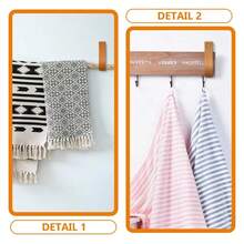 6pcs Faux Leather Wall Hooks, Faux Leather Curtain Rod Brackets, Faux Leather Straps, Faux Leather Towel Hanging Hooks, Free Screws, Suitable For Bathroom, Kitchen, Bedroom, Curtain Rod Brackets, Wooden Curtain Rod Rings With Straps, Towel & Blanket Hanging Hooks - Multicolor - View 4