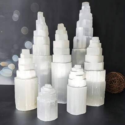Translucent Stone Tower Decor, Suitable For Home Decor As Transparent Stone Skyscraper, Candlestick, An Ideal Gift For New Year, Christmas, Valentine's Day, Suitable For Jewelry Making, Beading Patterns, Classic Dinner And Tea Party Decoration