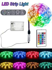 1 قطعة شريط إضاءة LED بطول 3 قدم، 6 قدم، 9 قدم، 16 قدم، 32 قدم، 50 قدم، شريط إضاءة LED RGB، جهاز تحكم عن بعد ب- 24 مفتاح، لديكور المنزل، غرفة النوم، الممر، حفلة عيد الميلاد، البار، عيد الميلاد (يعمل بصندوق البطارية، بطاريات AA غير مشمولة) - شريط RGB - مشاهدة 1