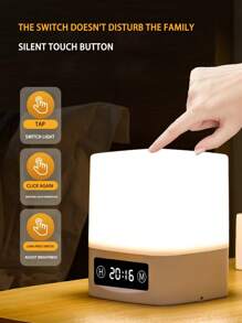 1pc LED Rechargeable Bedside Lamp, Level 3 Dimming, Digital Clock And Touch Control, Child/Adult Night Light, Sleeping Companion