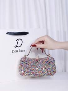 Glinsterende avondtas met strass-steentjes voor dames, geschikt voor bruiloften, feesten, gala's, Valentijnsdag, verjaardagscadeaus en verkleedpartijen.