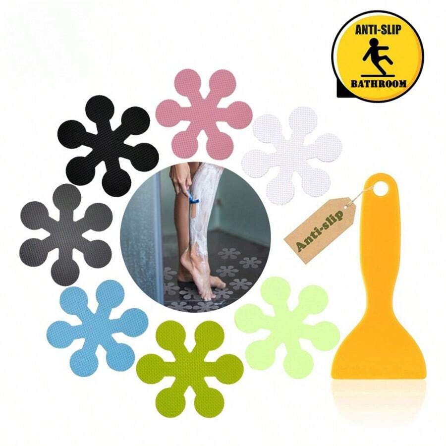节日雪花形防滑浴室地板贴纸，防滑瓷砖贴纸适用于厨房、浴缸、卫生间浴室装饰秋季装饰返校 - 彩色 - 查看 1