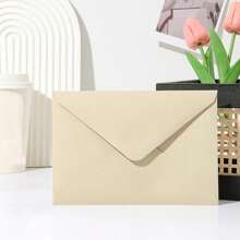 10pcs Solid Green Vintage European Style Straw Paper Large Envelope, Suitable For Various Occasions - Multicolor - View 6