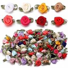 50pcs/Pack Polyester Leaf Rose Bud, Craft Decoration Small Flower, DIY Shoes, Hats, Bags, Clothes, Bridal Bouquet, Headpieces, Brooch Accessory - Multicolor - View 3