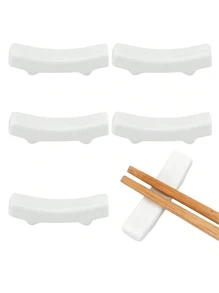 2pcs White Ceramic Chopstick Holder, Household Ceramic Small Spoon Holder, Coffee Spoon Holder, White Spoon Holder Chopstick Holder, Suitable For Restaurants, Counters, Kitchens, Hotel Dining Tables Decoration