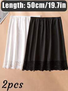 3 Pieces/2 Pieces/1Piece Hip-Wrapped Lining Skirt Bottoming Skirt Anti-Exposure Skirt,Multi-Color, Solid Color, Spring And Summer Styles,Anti Transparency And Anti Light Medium Long Skirt, Inner Lining Skirt, Lace Bottom, Anti-Static Skirt, Elastic Waistband Suitable For Slightly Overweight Girls, Suitable For Daily Wear