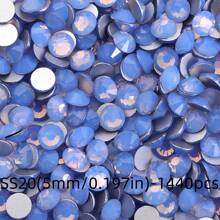 Serie ópalo redondo de cristal para aplicar con pegamento - piedras preciosas brillantes de 1,5-6,5 mm (0,059-0,256") para ropa, zapatos, bolsos, manualidades, bodas, Pascua, decoración del hogar - 1440/288 piezas (blanco/rosa pálido/azul/menta/colores surtidos)